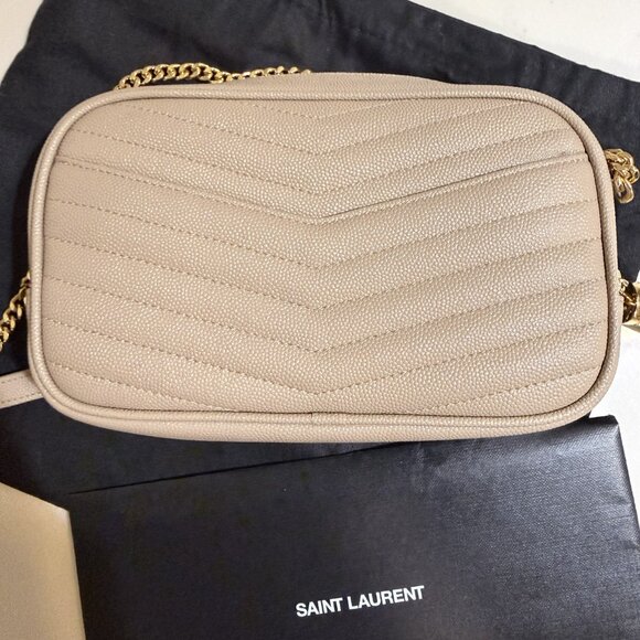 SAINT LAURENT Mini LOU Bag with Tassel Dark Beige Authentic - Picture 9 of 11